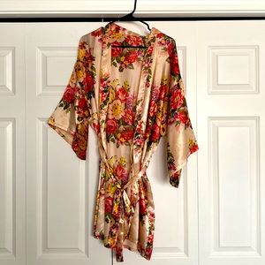Floral silk robe